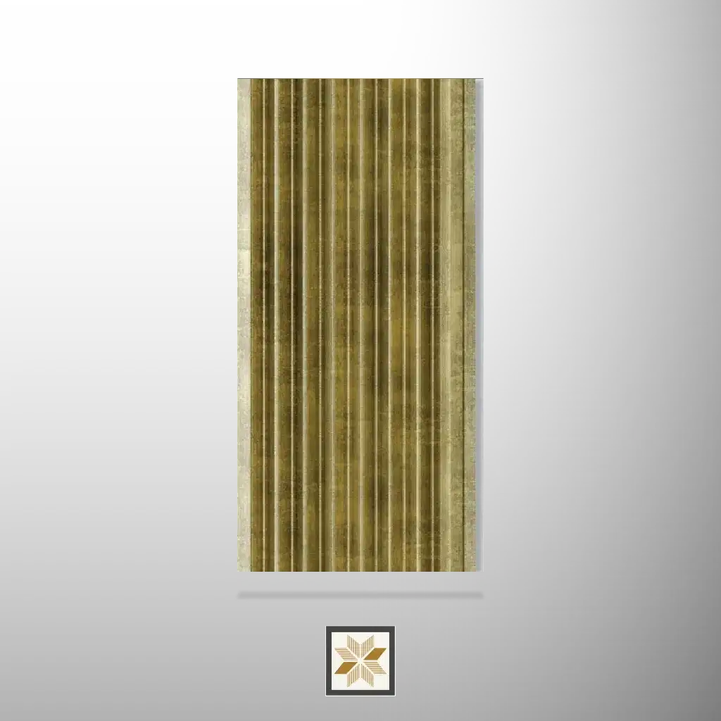 8x0.41 feet | 12 mm Yellow Brown Patterned louvers (suitable for Bathroom, Bedroom, Hotel, Kitchen, Living Room, Office, Restaurant, TV Cabinet, Wardrobe) | LV-22883-D-0