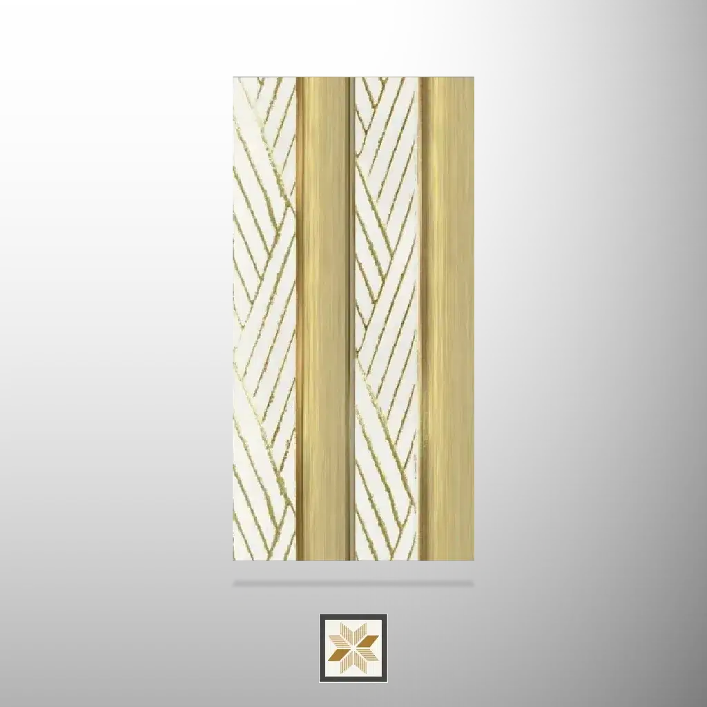8x0.41 feet | 21 mm Gold Patterned louvers (suitable for Bathroom, Bedroom, Hotel, Kitchen, Living Room, Office, Restaurant, TV Cabinet, Wardrobe) | LV-22905-D-0
