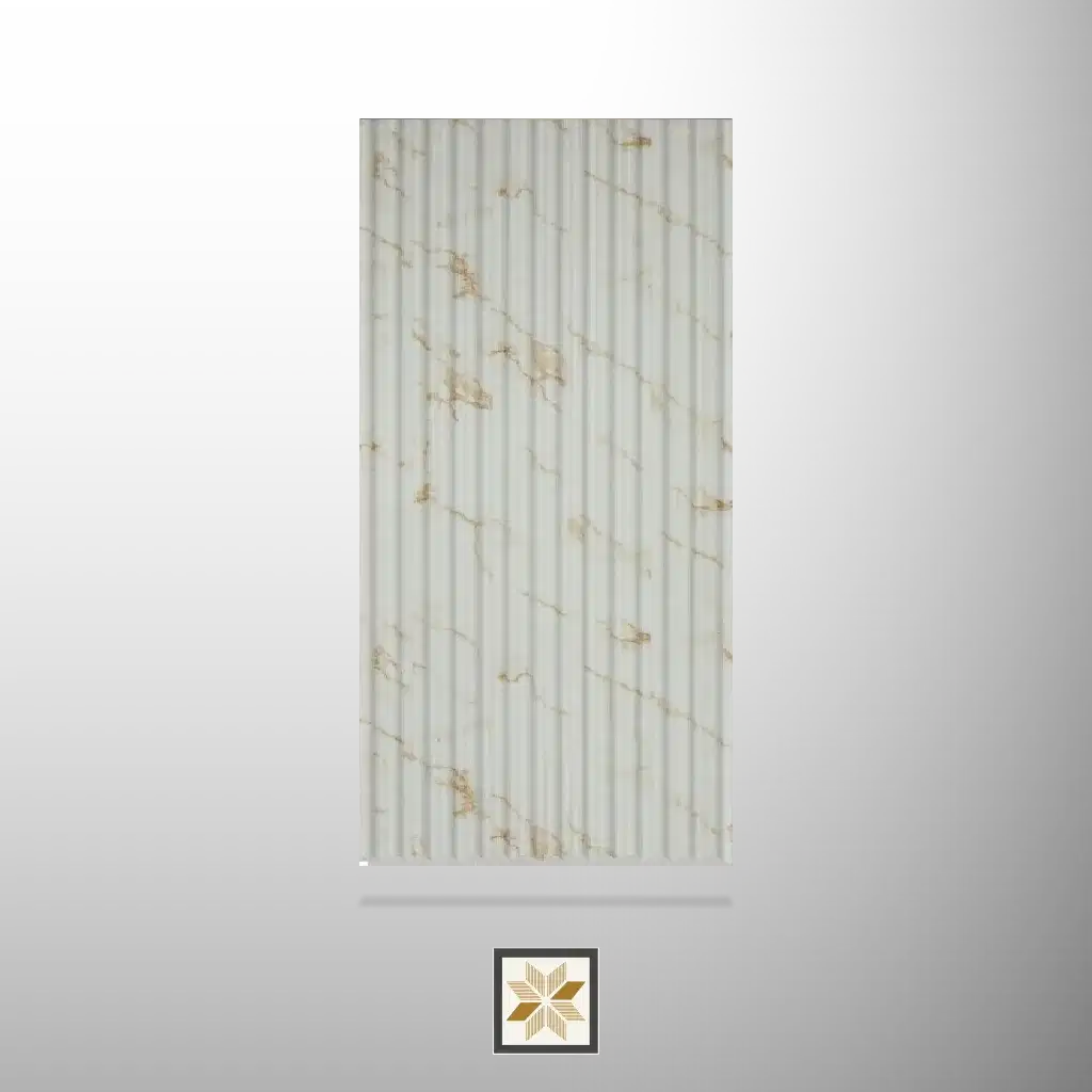 9.5x0.41 feet | 9 mm White Marble louvers (suitable for Bedroom, Hotel, Kitchen, Living Room, Office, Restaurant) | LV-23018-0