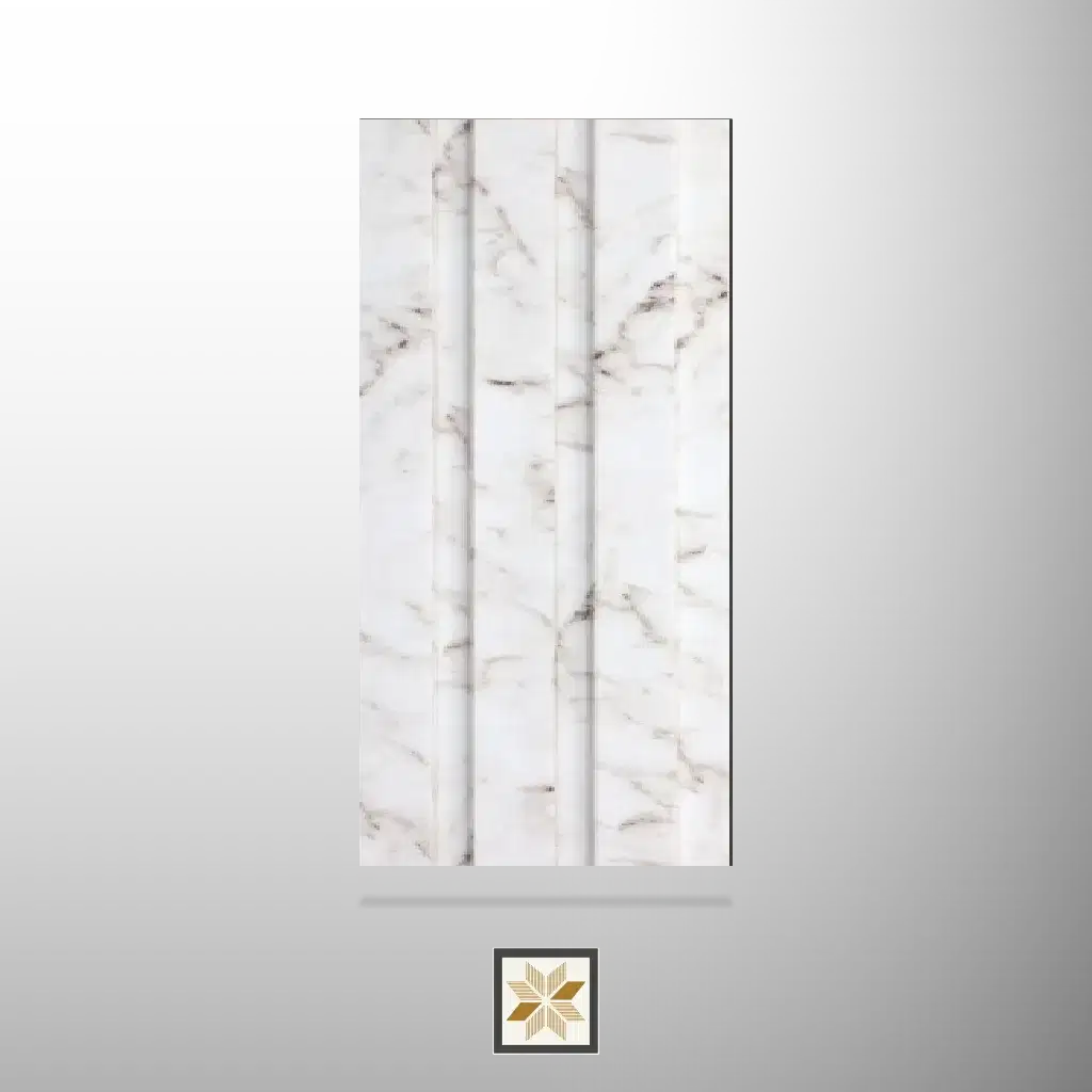 8x0.39 feet | 12 mm White Marble louvers (suitable for Bedroom, Hotel, Kitchen, Living Room, Office, Restaurant, TV Cabinet, Wardrobe) | LV-23052-0