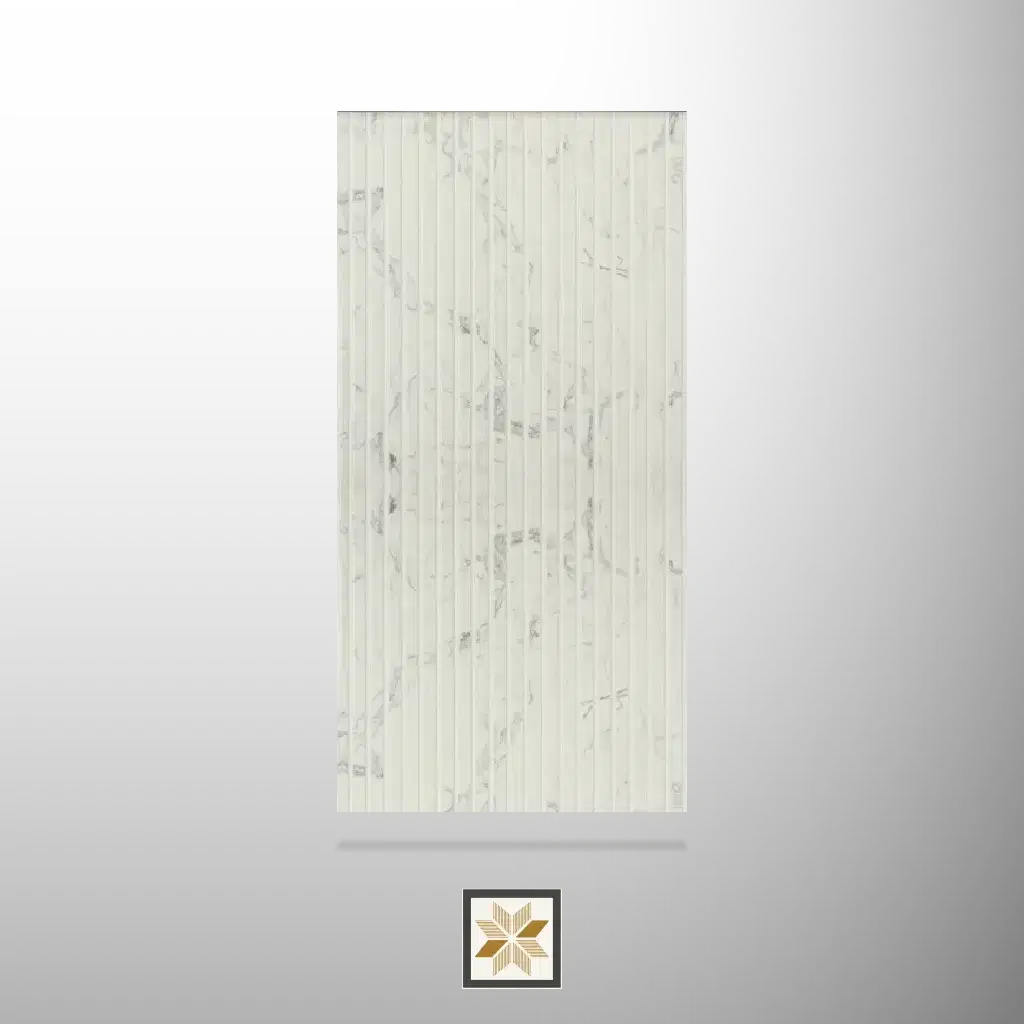 9.5x1 feet | 9 mm White Marble louvers (suitable for Bedroom, Hotel, Kitchen, Living Room, Office, Restaurant) | LV-23087-0