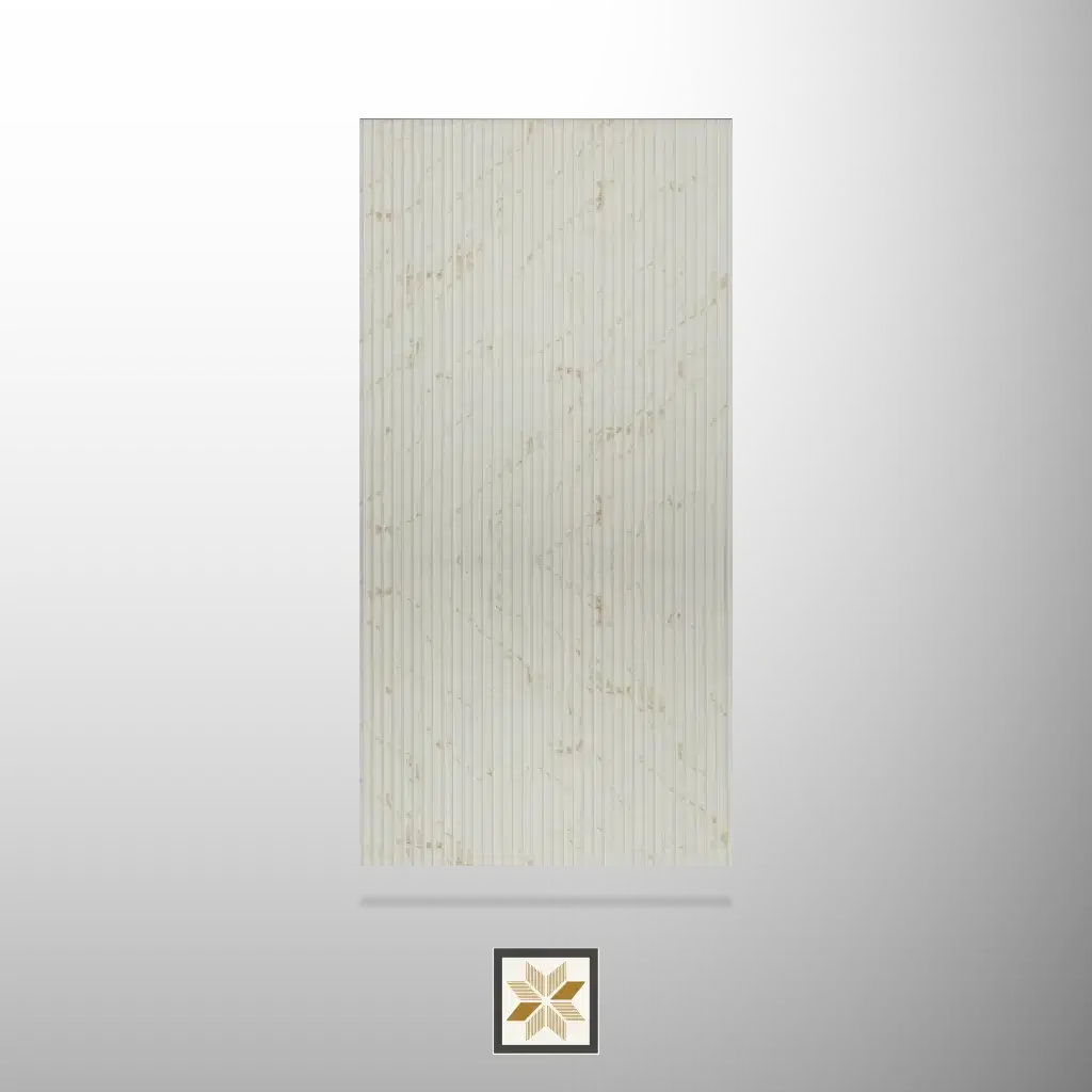 9.5x1 feet | 9 mm White Marble louvers (suitable for Bedroom, Hotel, Kitchen, Living Room, Office, Restaurant) | LV-23118-0