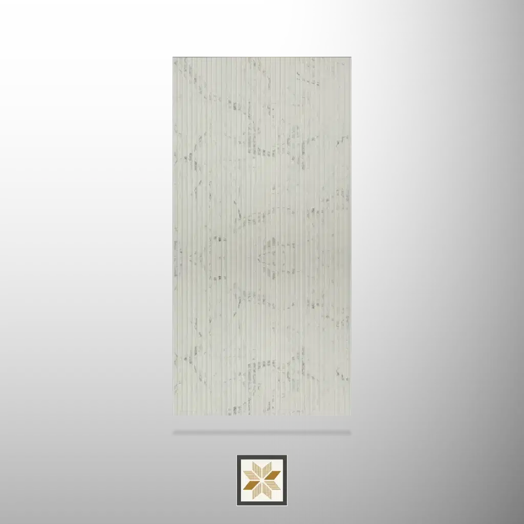 9.5x1 feet | 9 mm White Marble louvers (suitable for Bedroom, Hotel, Kitchen, Living Room, Office, Restaurant) | LV-23159-0