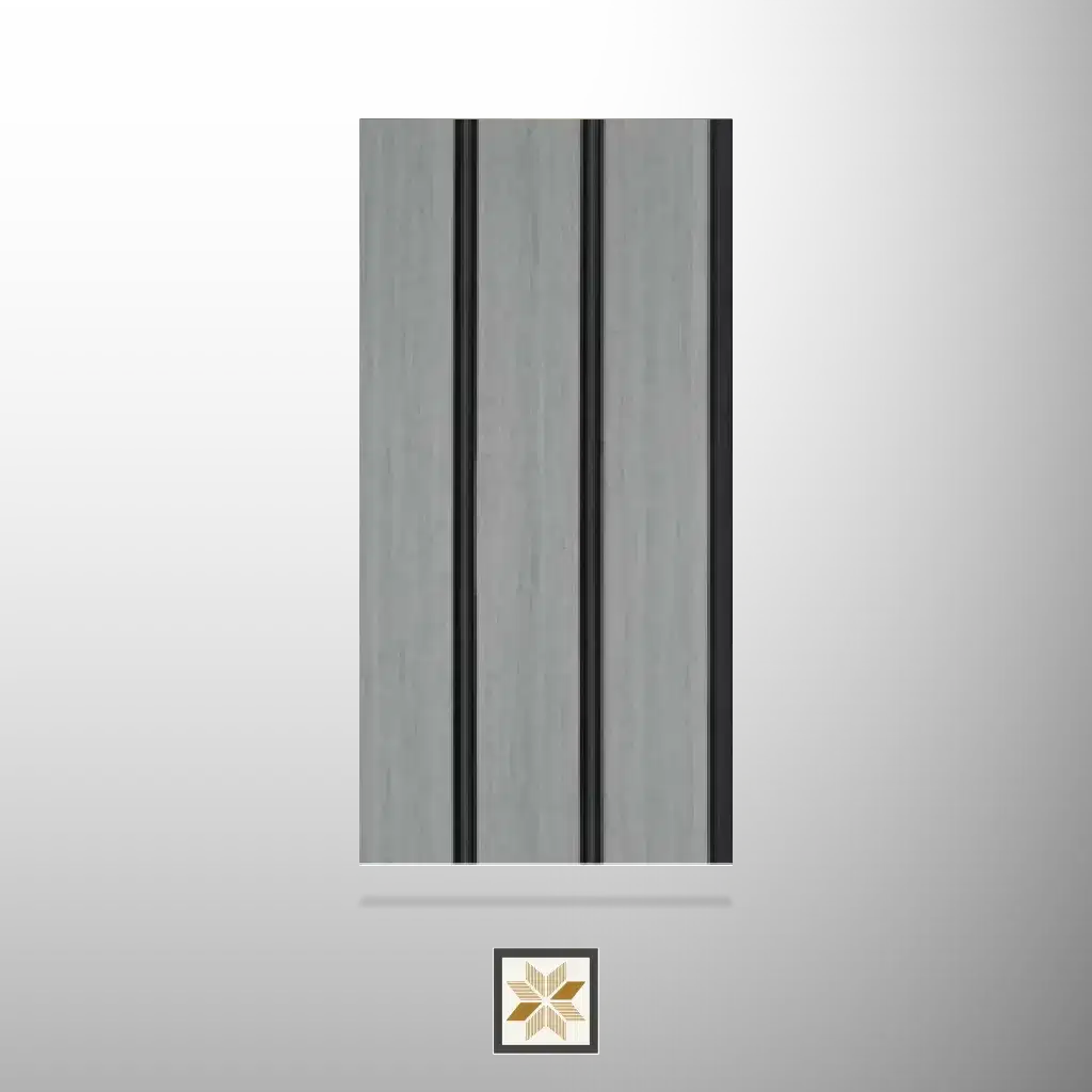 8x0.41 feet | 12 mm Grey Wood louvers (suitable for Bedroom, Hotel, Living Room, Office, Restaurant, TV Cabinet) | LV-23452-0
