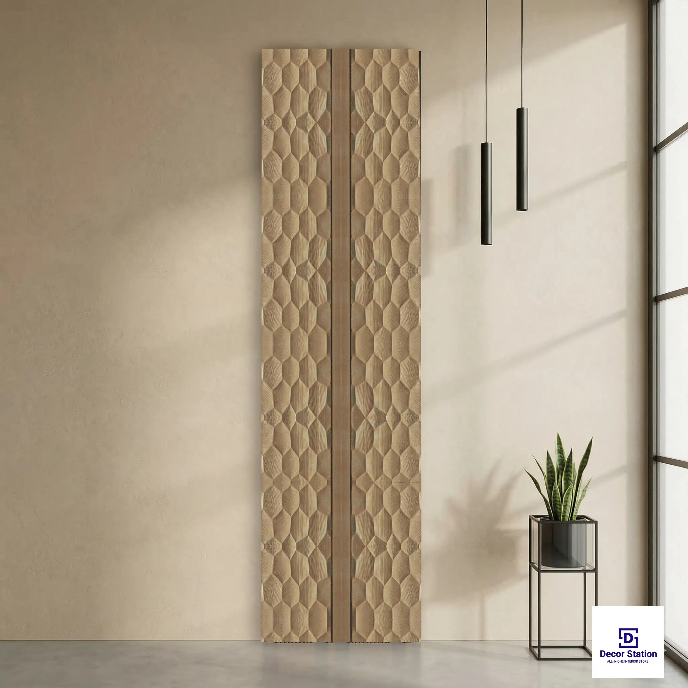 MN-9539 Golden Pattern Fluted Texture 9.5x0.39 ft 7mm Wall Panel | PN-53099-A-0