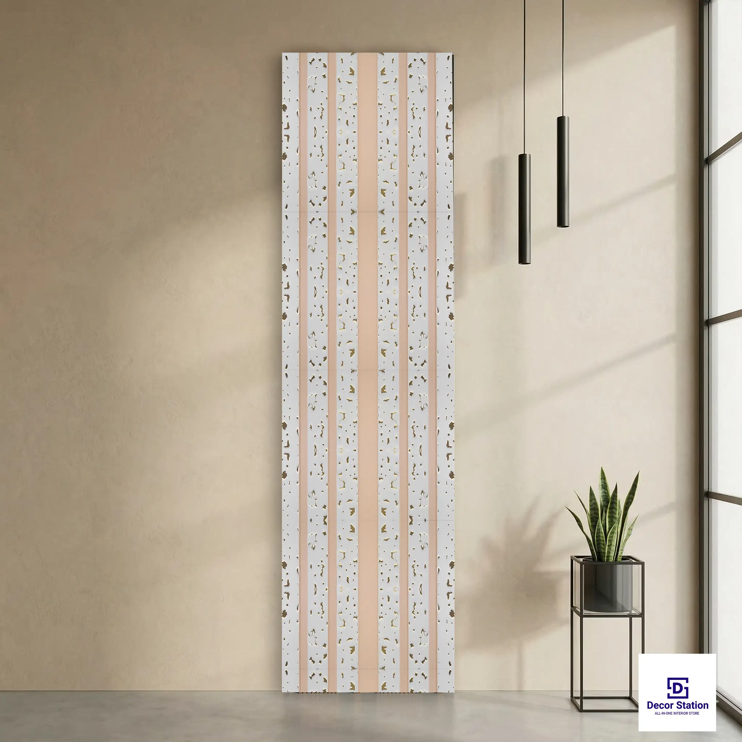 MN-9542 Terrazzo White Fluted Texture 9.5x0.38 ft 8mm Wall Panel | PN-53100-A-0