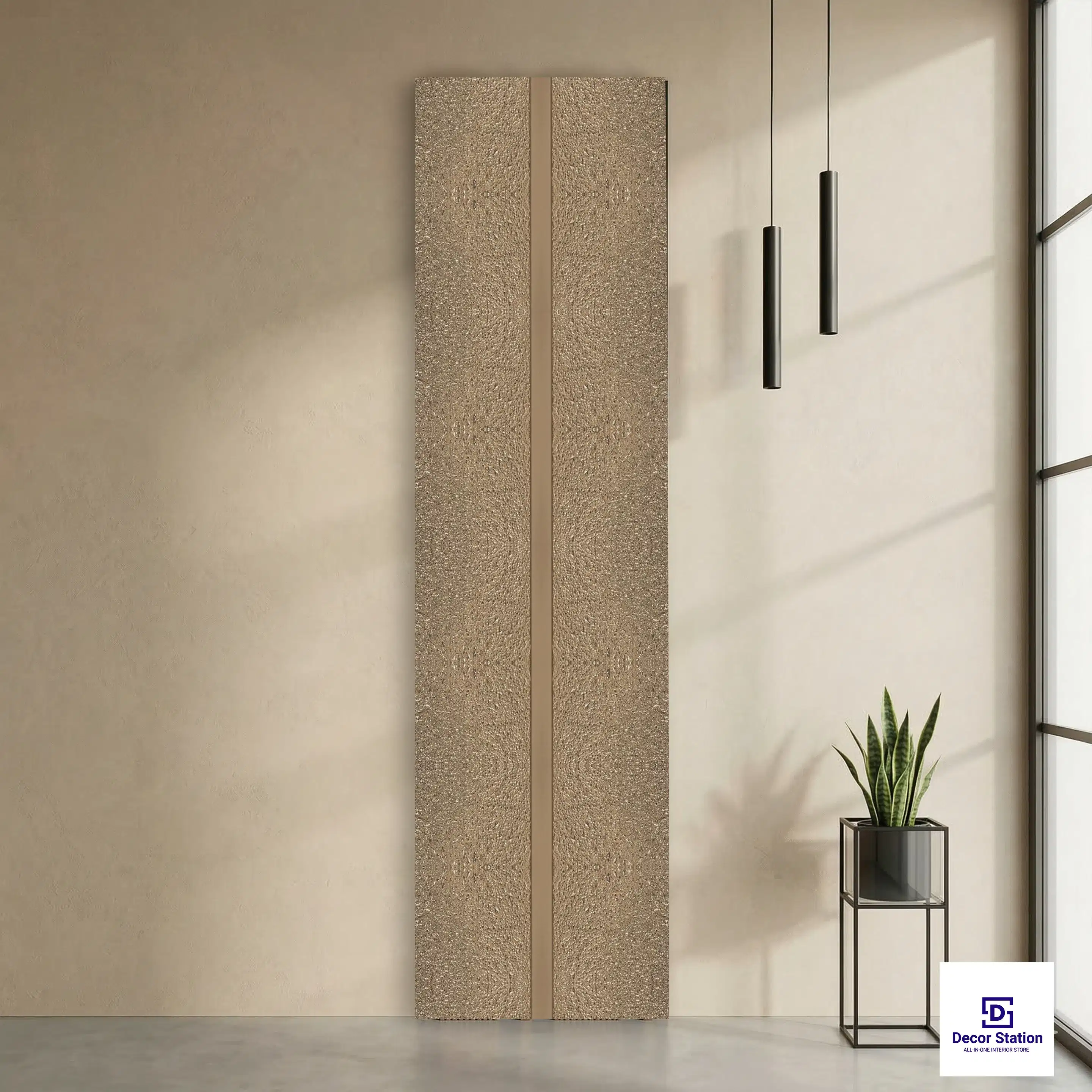 MN-9534 Textured Beige Fluted 9.5x0.39 ft 7mm Wall Panel | PN-53102-A-0