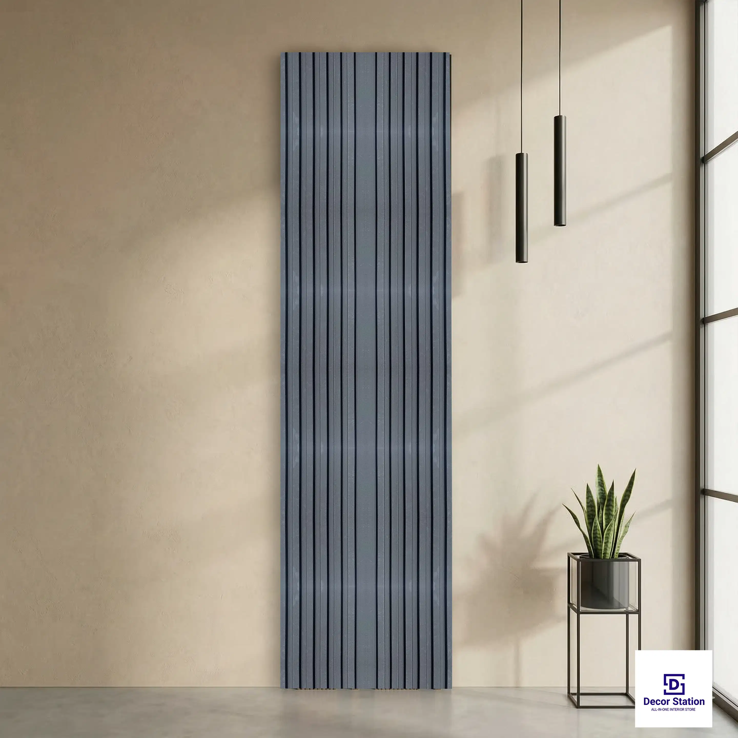 MN-5918 Dark Grey Linear Ribbed Texture 9.5x0.41 ft 10mm Wall Panel | PN-53113-A-0