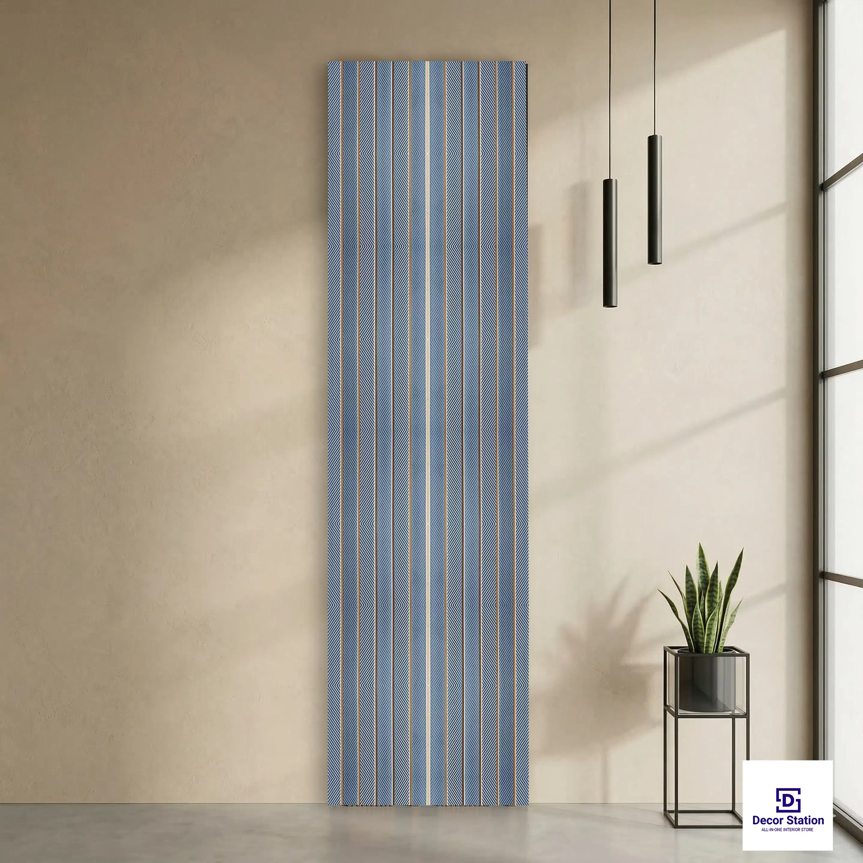 MN-9806 Wood Finish Blue Texture 9.5x0.66 ft 8mm Wall Panel | PN-53133-A-0