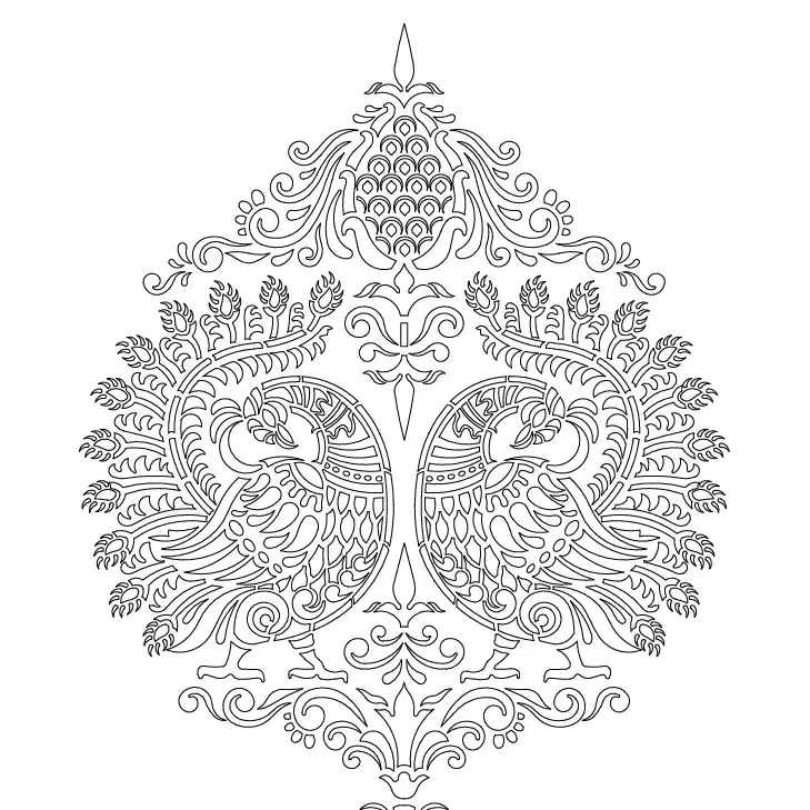 Regal Peacock Flourish Inlay CNC Cutting Green Plywood (8x4 feet,9 mm) : PB-35378-B-0