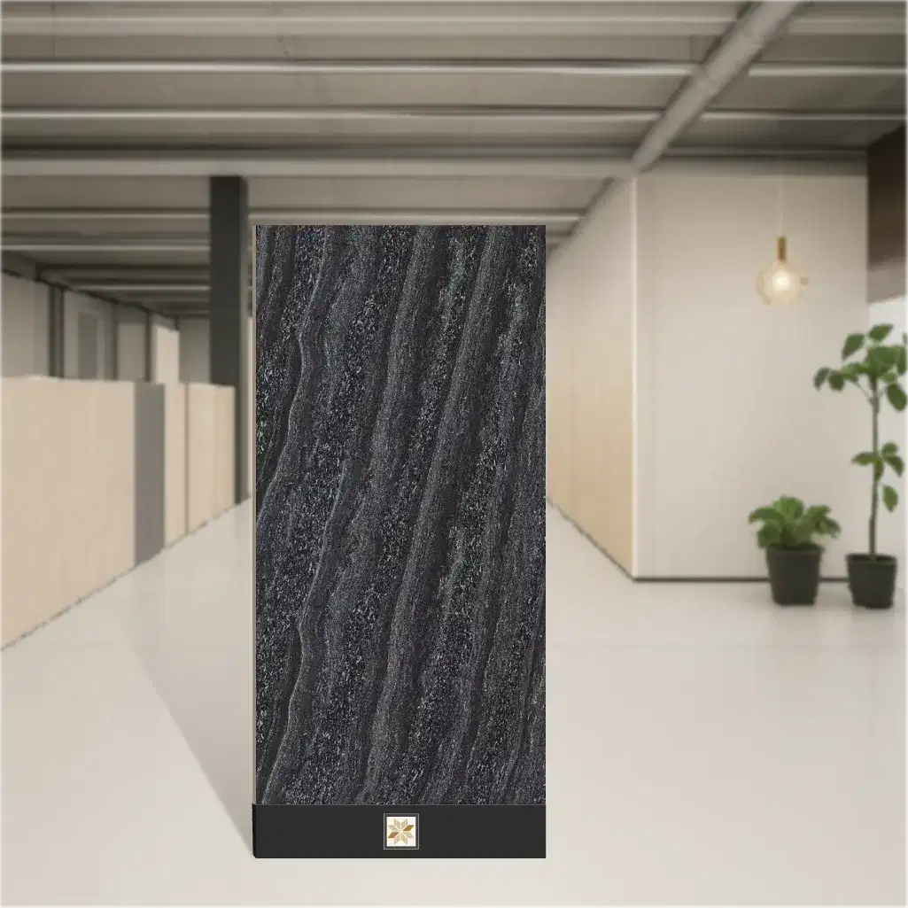 Vitrified Dualcore Neo Black Marbles & Stones Glossy Rectangular Tiles TL-1074 (4x2 feet | 9 mm)-0