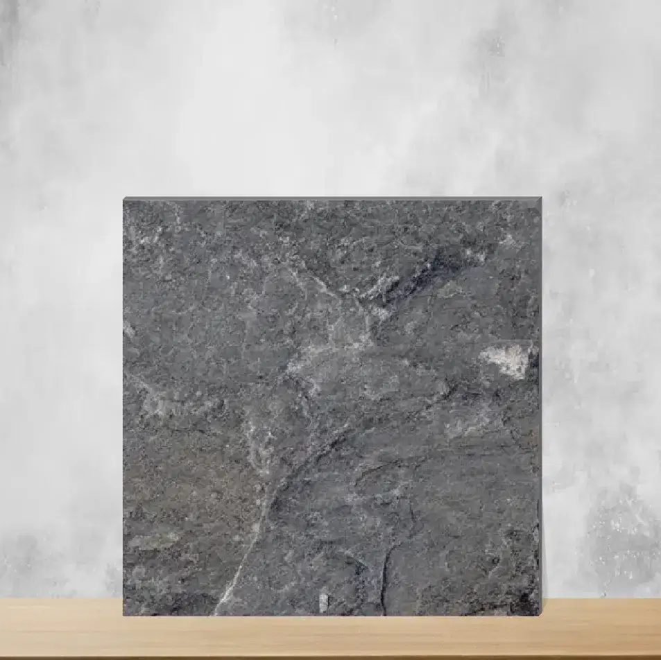 Vitrified Strada Noir Grey Marbles & Stones Matt Square Tiles TL-1258-E (16x16 inch | 12 mm)-0