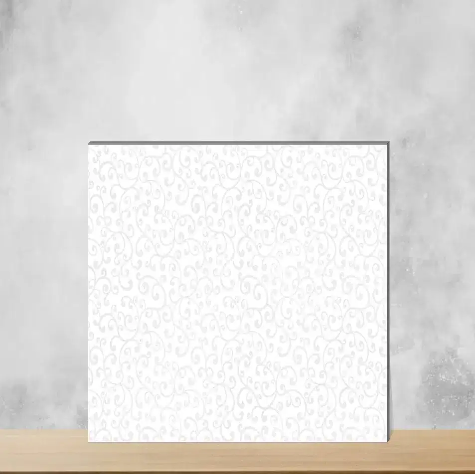 Ceramic Cotton White Plain Solids Glossy Rectangular Tiles TL-1326 (18x12 inch | 7 mm)-0