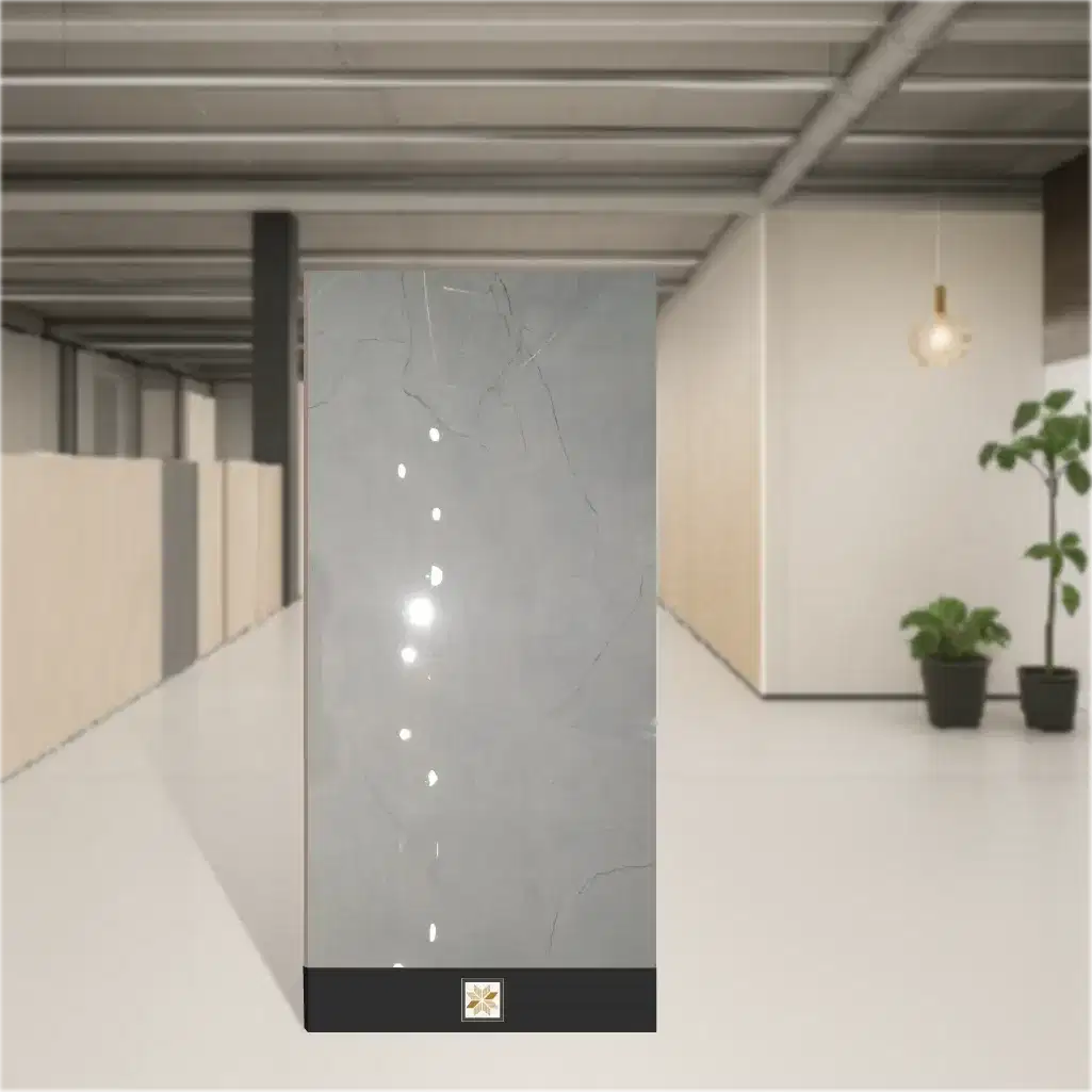 Vitrified Castel Grey Glossy Rectangular Tiles TL-1442 (5.3x2.7 feet | 9 mm)-0