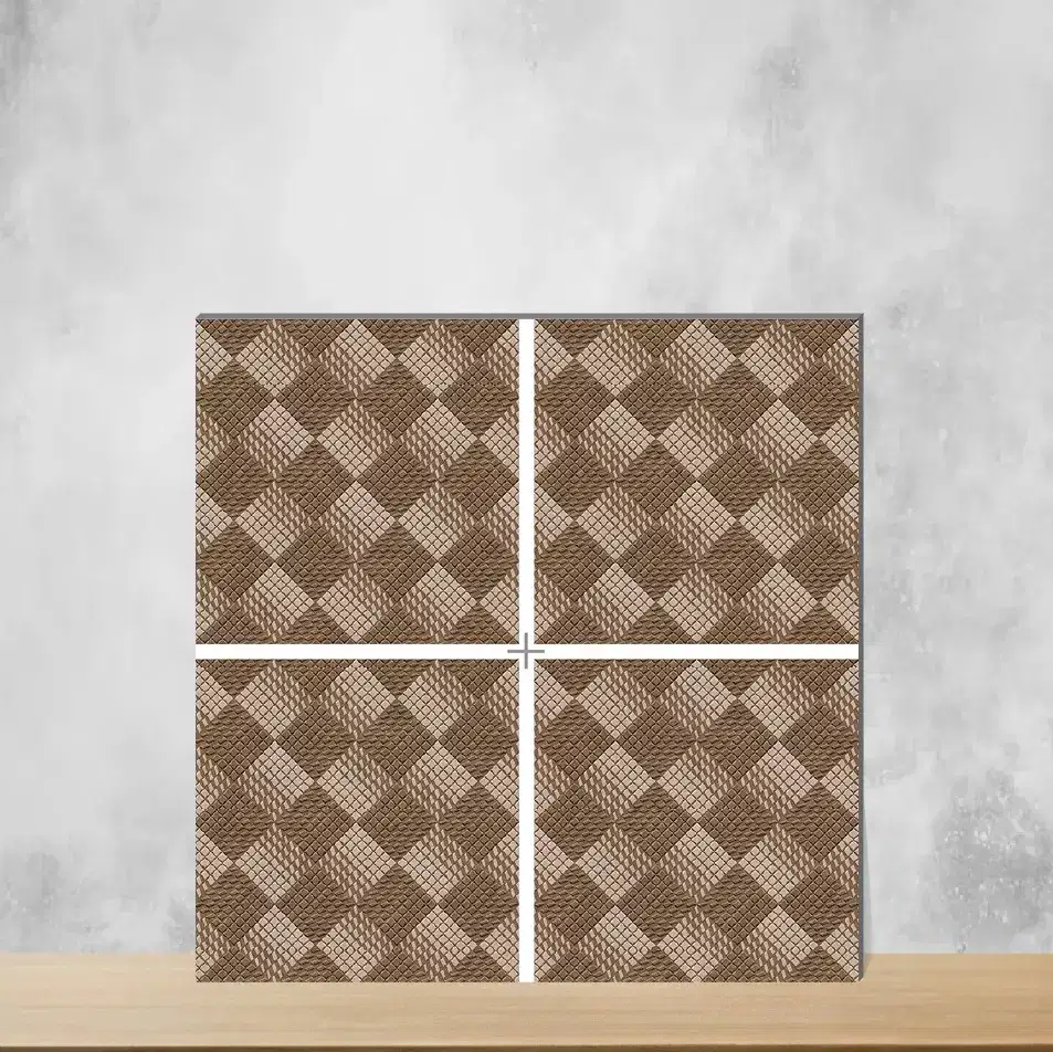Vitrified Strada Braided Brown Geometric & Abstracts Matt Square Tiles TL-1697-B (20x20 inch | 12 mm)-0
