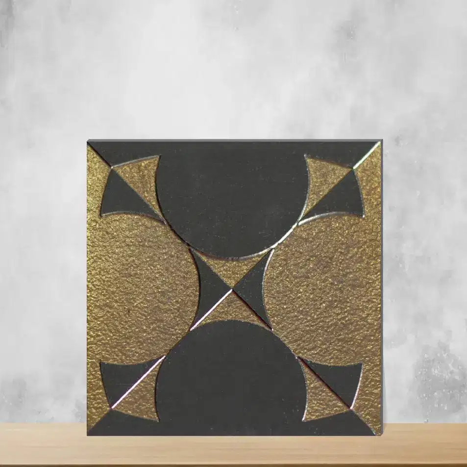 Vitrified Circle Harmony Opulent Metal Square Tiles TL-193-C (4x4 inch | 9 mm)-0