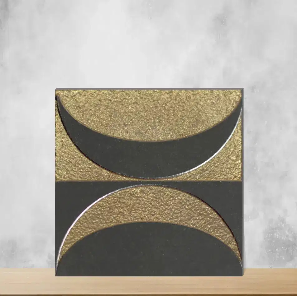 Vitrified Crescent Split Opulent Metal Square Tiles TL-193-D (4x4 inch | 9 mm)-0