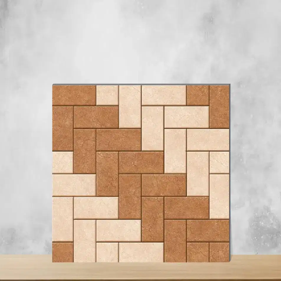 Vitrified Strada Herringbone Crema Geometric & Abstracts Matt Square Tiles TL-4902-B (16x16 inch | 12 mm)-0