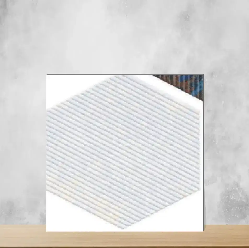 Vitrified Geome Lineout Algae Light Hexagonal Tiles Matt Rectangular Tiles TL-3181-D (12x10 inch | 9 mm)-0