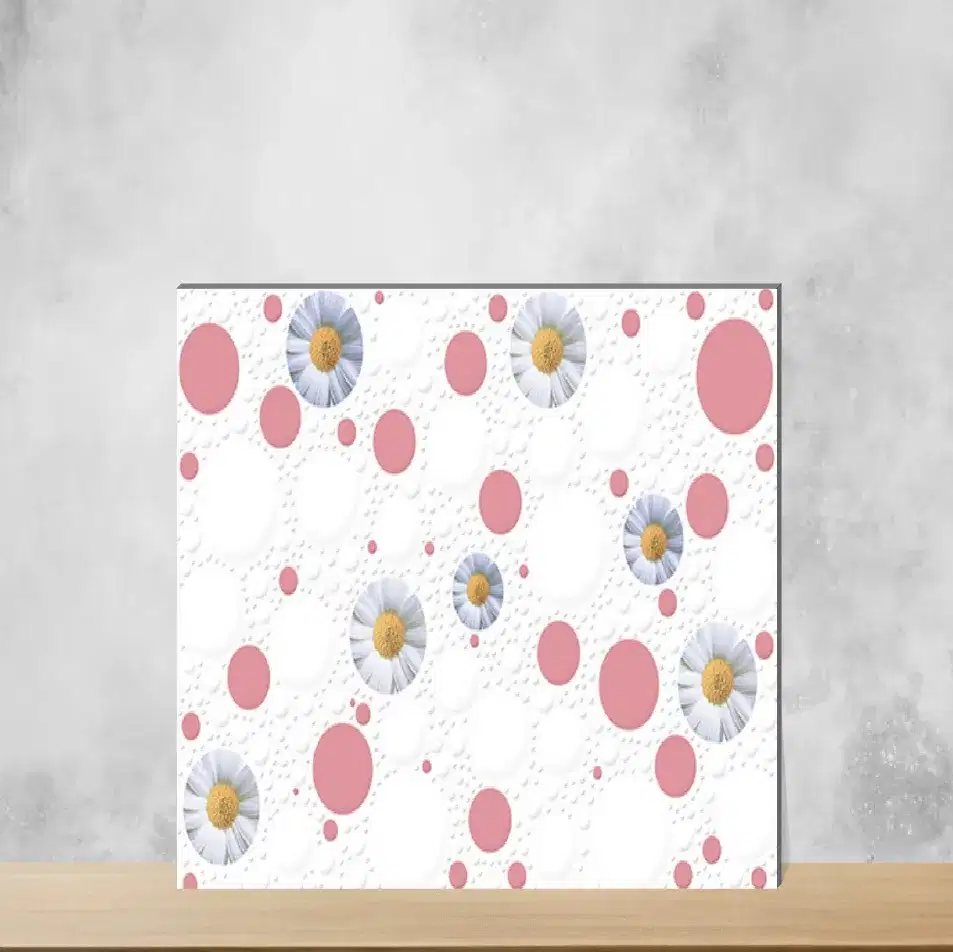 Light Snow White & Red Tropical Florals Rectangular Tiles TL-3326-E (18x12 inch | 7 mm)-0