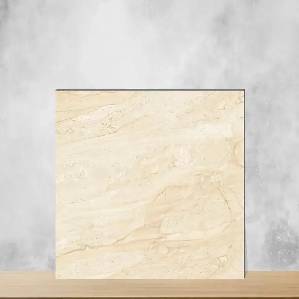 Vitrified Yuta Cream Marbles & Stones Glossy Square Tiles TL-3364 (2x2 feet | 9 mm)-0