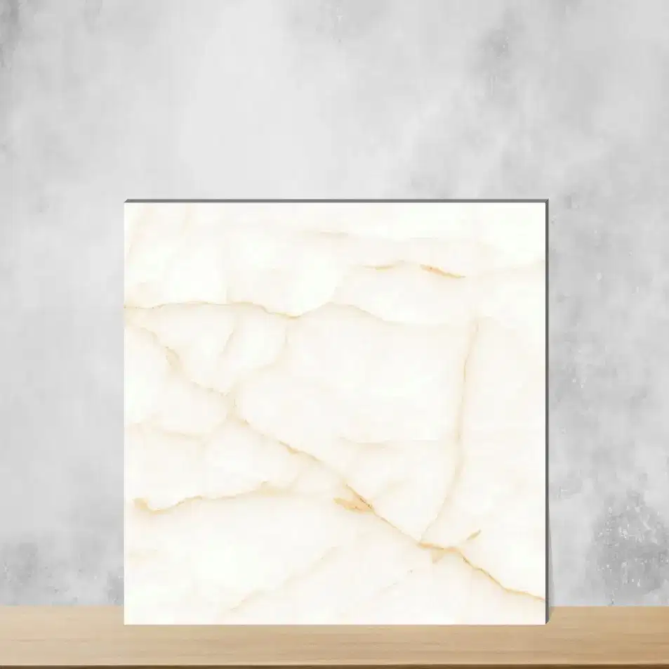 Vitrified Sky Cream Onyx Marbles & Stones Glossy Square Tiles TL-3402 (2x2 feet | 9 mm)-0