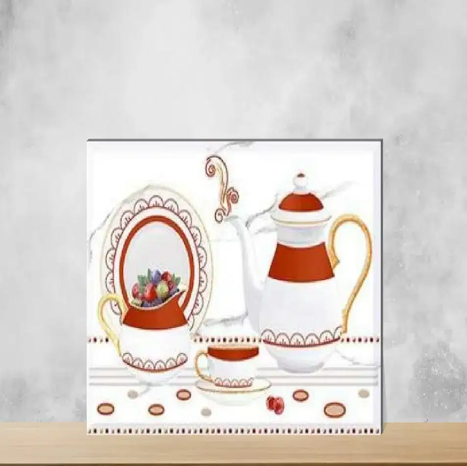 Frosty White & Red Highlighter Tiles Rectangular Tiles TL-3771-D (18x12 inch | 6 mm)-0