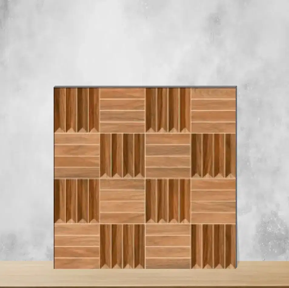 Vitrified Cafe Brown Geometric & Abstracts Matt Square Tiles TL-4235 (16x16 inch | 12 mm)-0