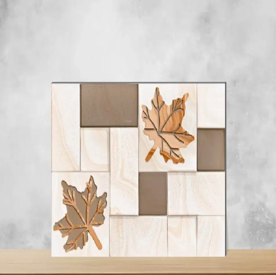 Ceramic Cream Latte Tropical Florals Matt Rectangular Tiles TL-4236 (12x18 inch | 8 mm)-0