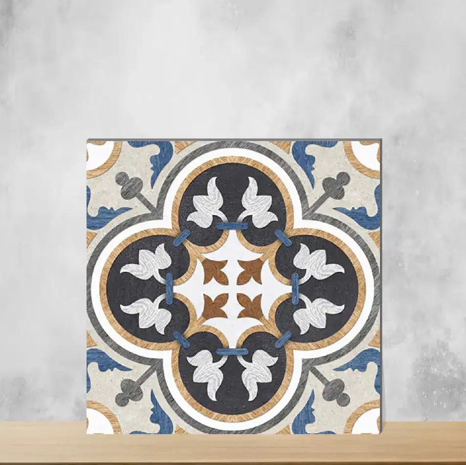 Vitrified Isabelline Blue Moroccans Matt Square Tiles TL-4407 (2x2 feet | 9 mm)-0