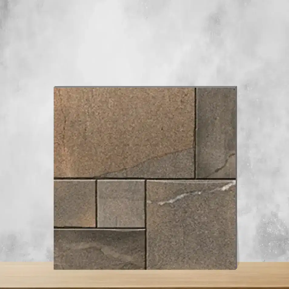 Vitrified Walnut Smoke Punch Textures Matt Square Tiles TL-4622 (16x16 inch | 12 mm)-0