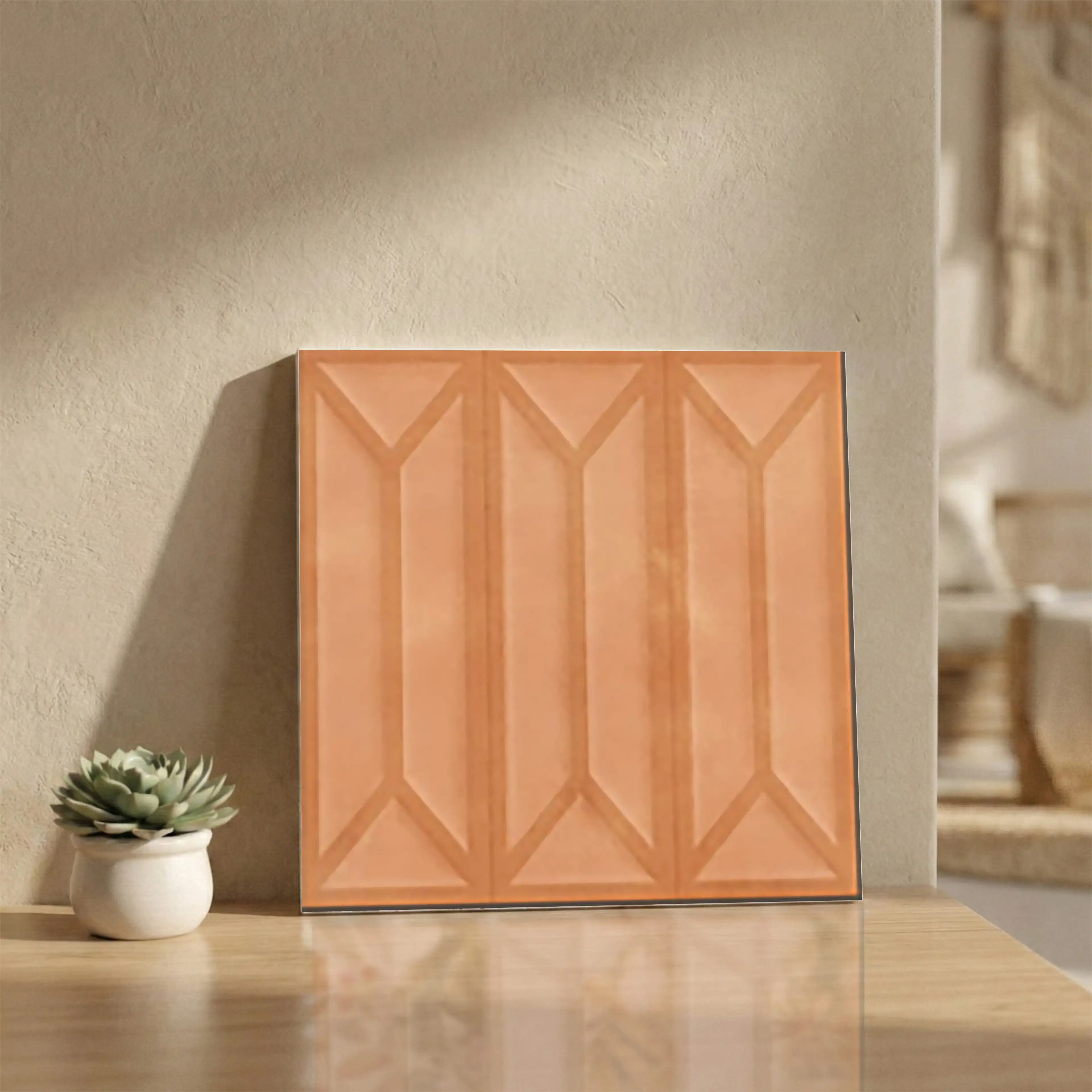 Aura Coral Glossy Patterned 1x1 ft 10mm Tile | TL-52684-C-0