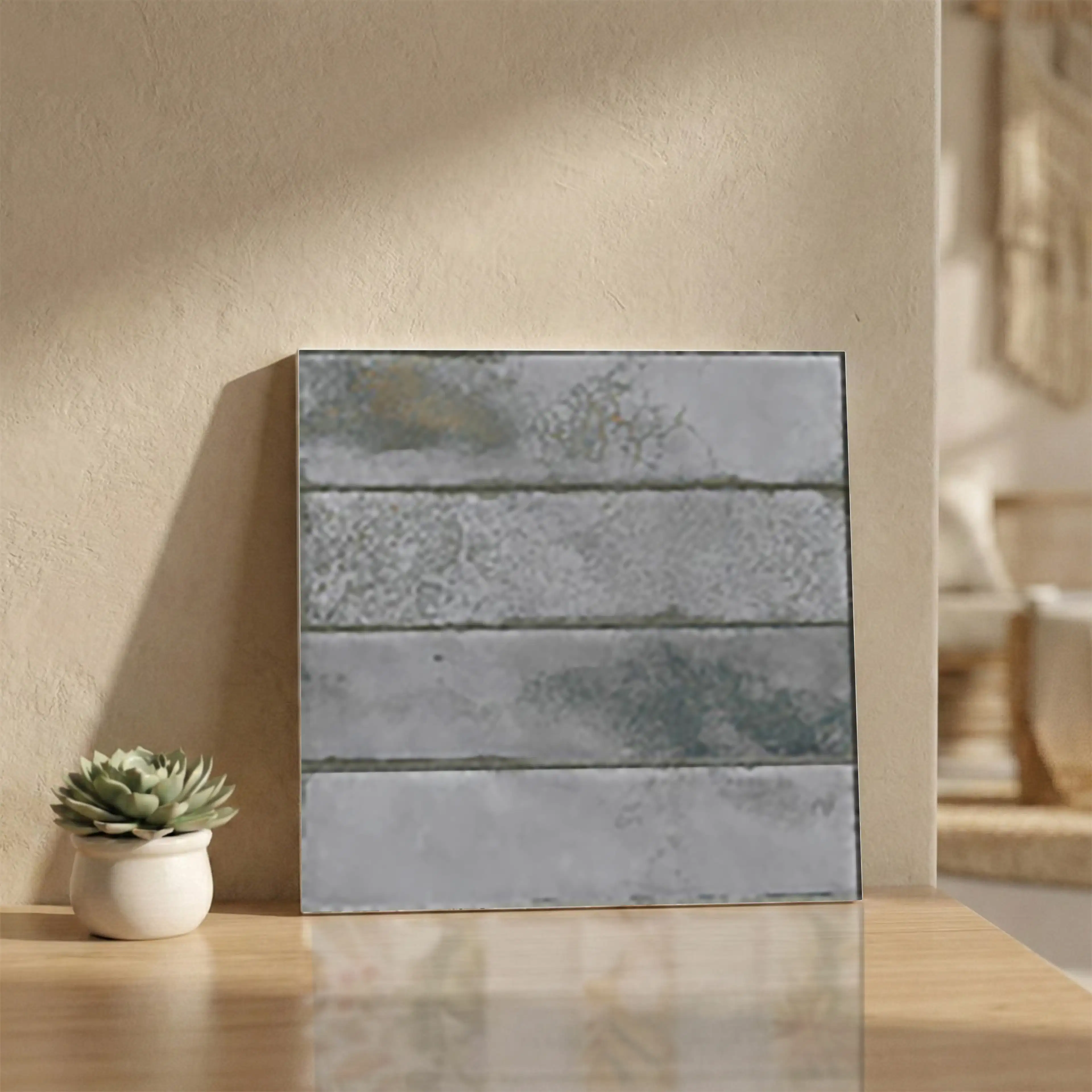 Origins Grey Decor 1 Glossy Patterned 1x1 ft 10mm Tile | TL-52698-A-0