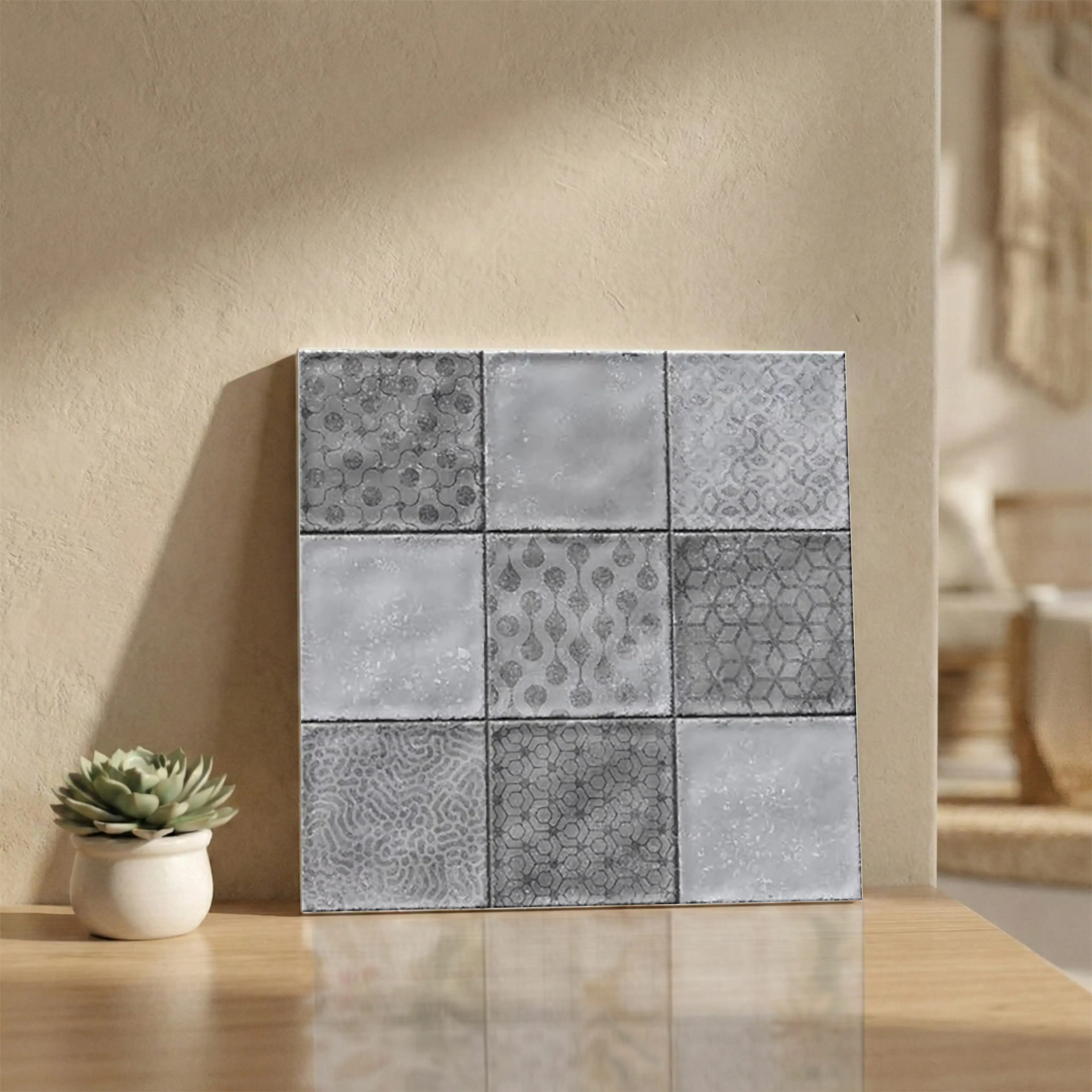 Haven Grey Glue Decor 1 Glue Finish Patterned 1x1 ft 10mm Tile | TL-52704-B-0