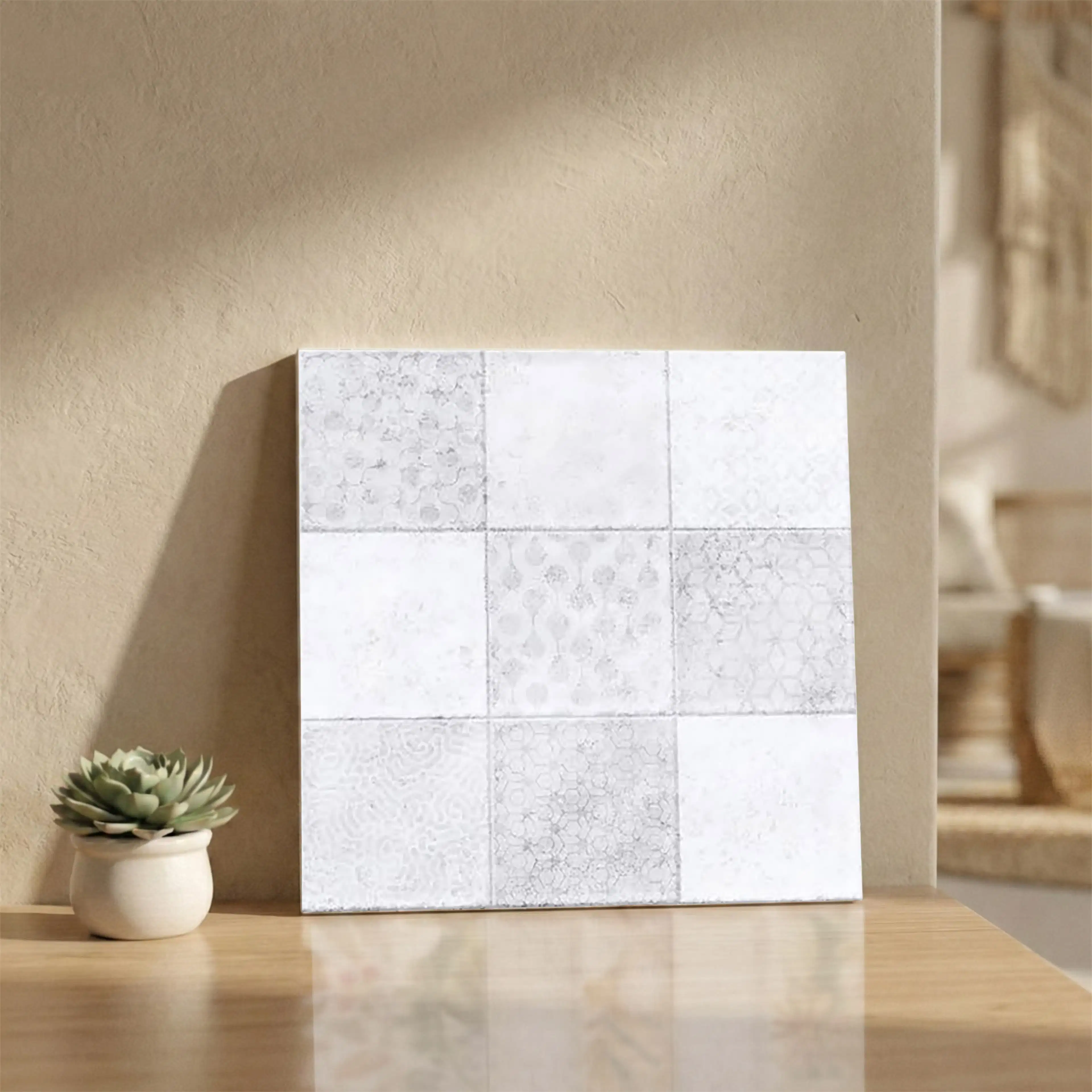 Haven Milky Glue Decor 1 Glue Finish Patterned 1x1 ft 10mm Tile | TL-52704-C-0