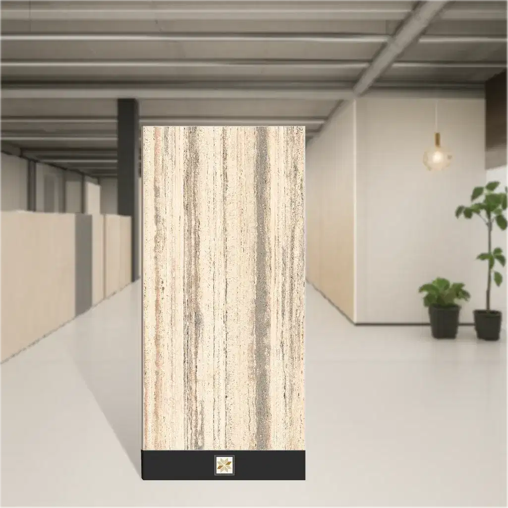 Vitrified Travertino Classic Marbles & Stones Glossy Rectangular Tiles TL-547 (4x2 feet | 9 mm)-0