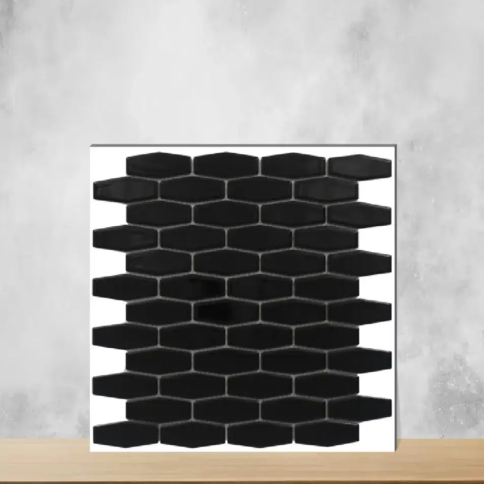 Diamond Hex Obsidian Jewel Glossy Rectangular Tiles TL-590-D (12x12 inch | 8 mm)-0