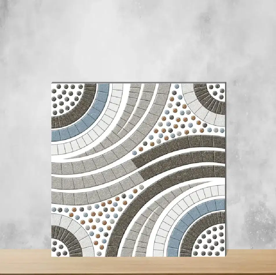 Vitrified Strada Gravel Grey Marbles & Stones Matt Square Tiles TL-599 (16x16 inch | 12 mm)-0