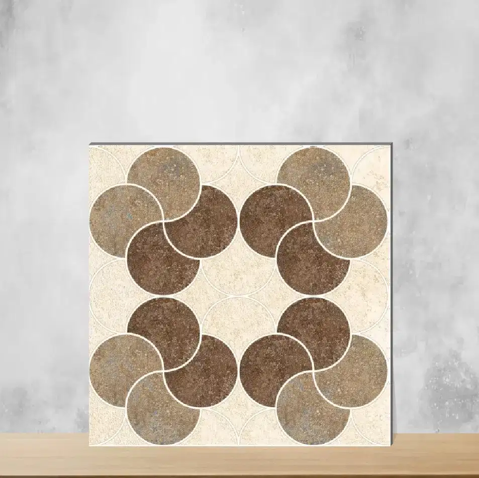 Vitrified Strada Ring Gra Geometric & Abstracts Matt Square Tiles TL-652-B (16x16 inch | 12 mm)-0