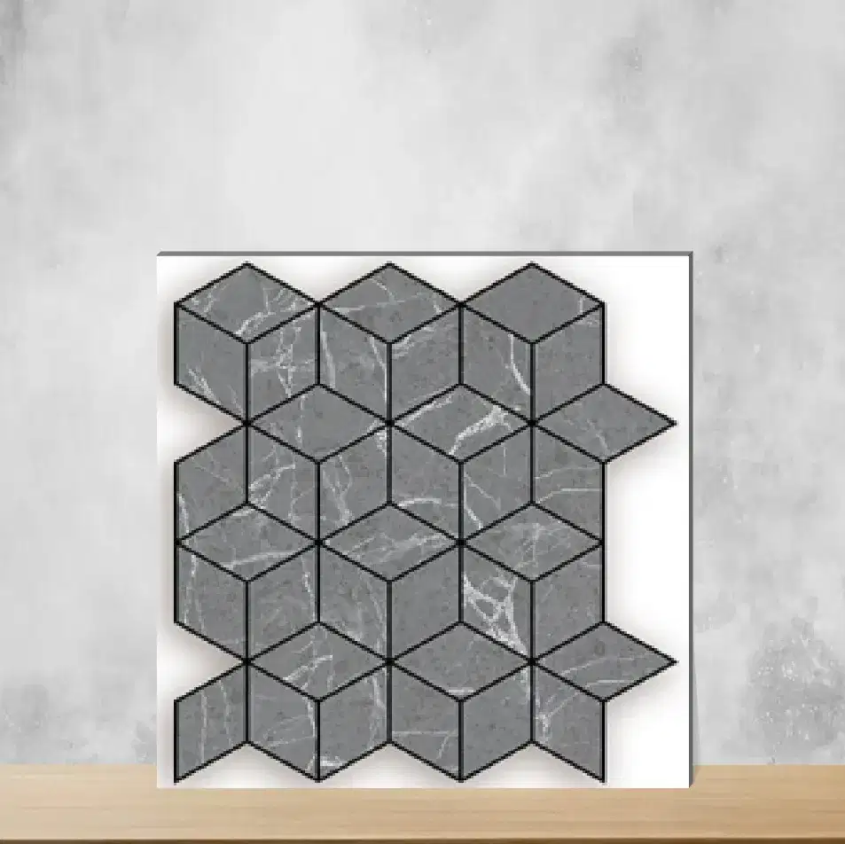 Vitrified Diamond Grey Carving Textures Matt Rectangular Tiles TL-6209-B (14x12 inch | 10 mm)-0