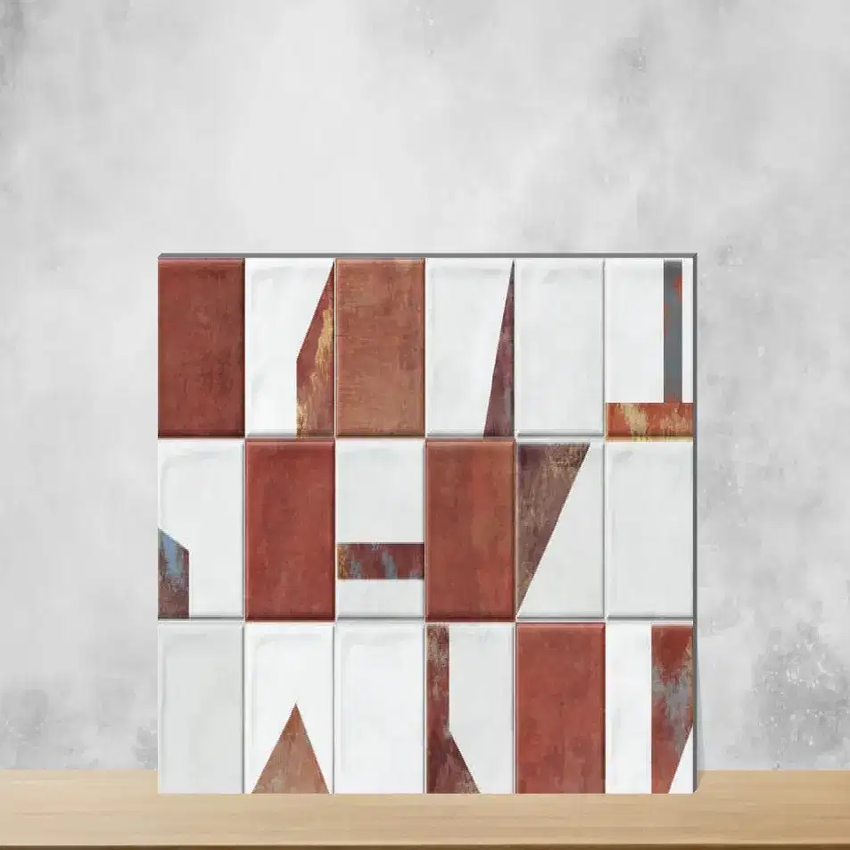 Ceramic Lustra Cocoa Matrix Accent Highlighter Tiles Glossy Rectangular Tiles TL-6507 (24x12 inch | 9 mm)-0