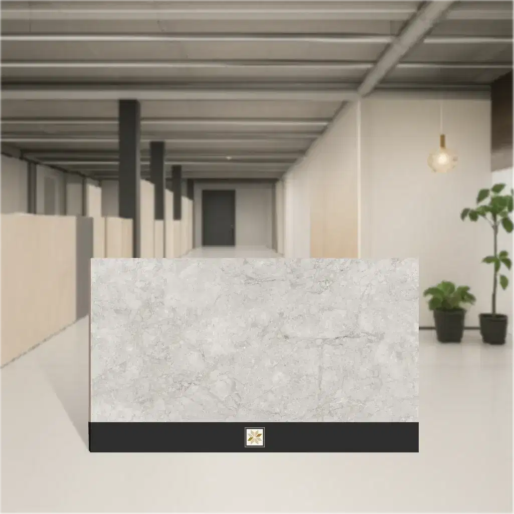 Vitrified EggShell White Marbles & Stones Glossy Rectangular Tiles TL-6767 (5.3x2.7 feet | 9 mm)-0