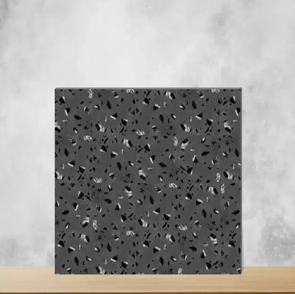 Ceramic Dark Noir Black Marbles & Stones Matt Square Tiles TL-7138-C (12x12 inch | 7 mm)-0