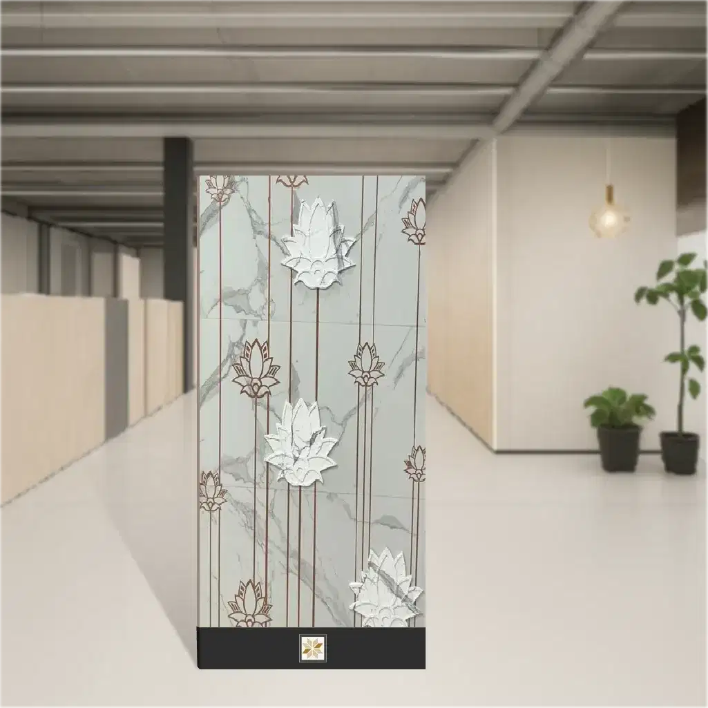 Luminous Lotus Tropical Florals Rectangular Tiles TL-7305 (8.2x4 feet | 10 mm)-0