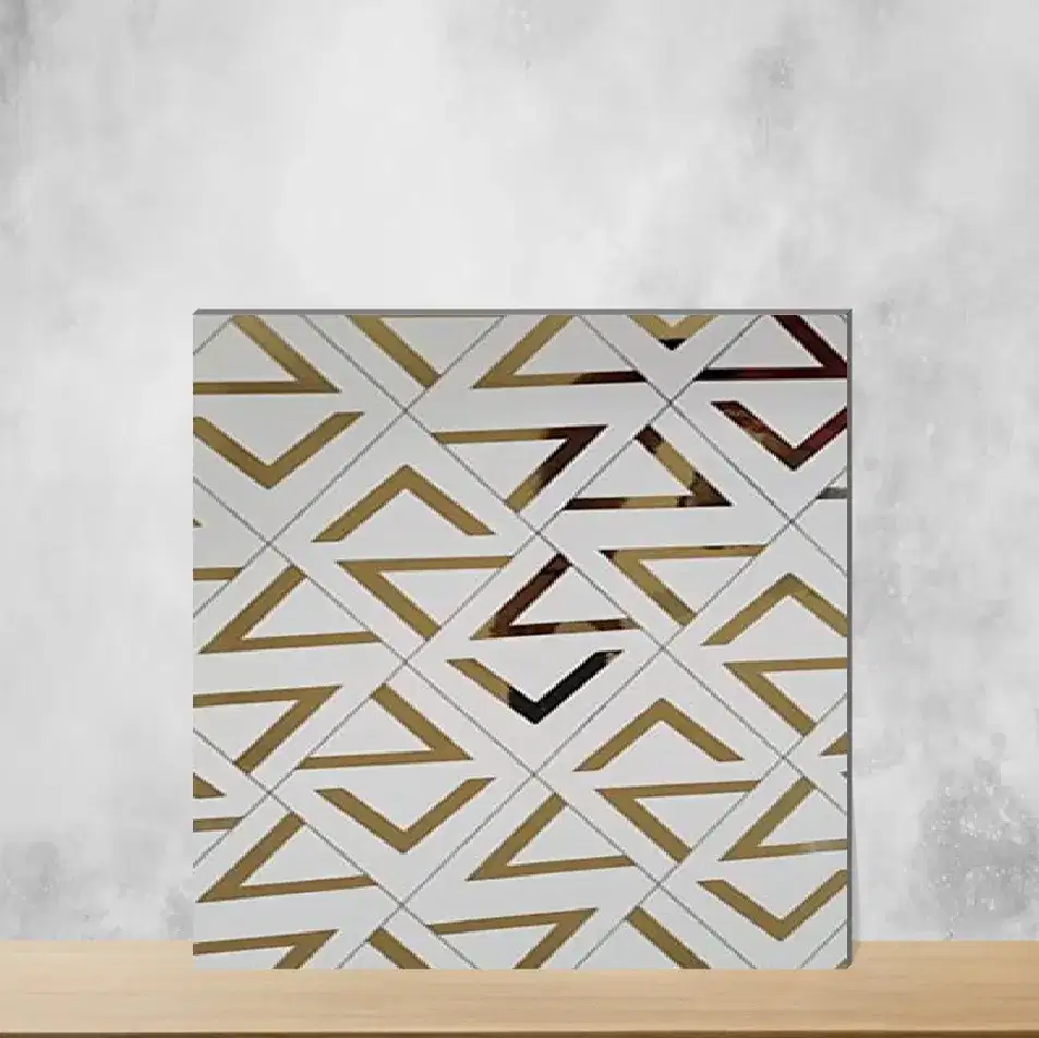 Ceramic Trendy White Gold Decor 2 Highlighter Tiles Glossy Rectangular Tiles TL-7326 (12x24 inch | 9 mm)-0