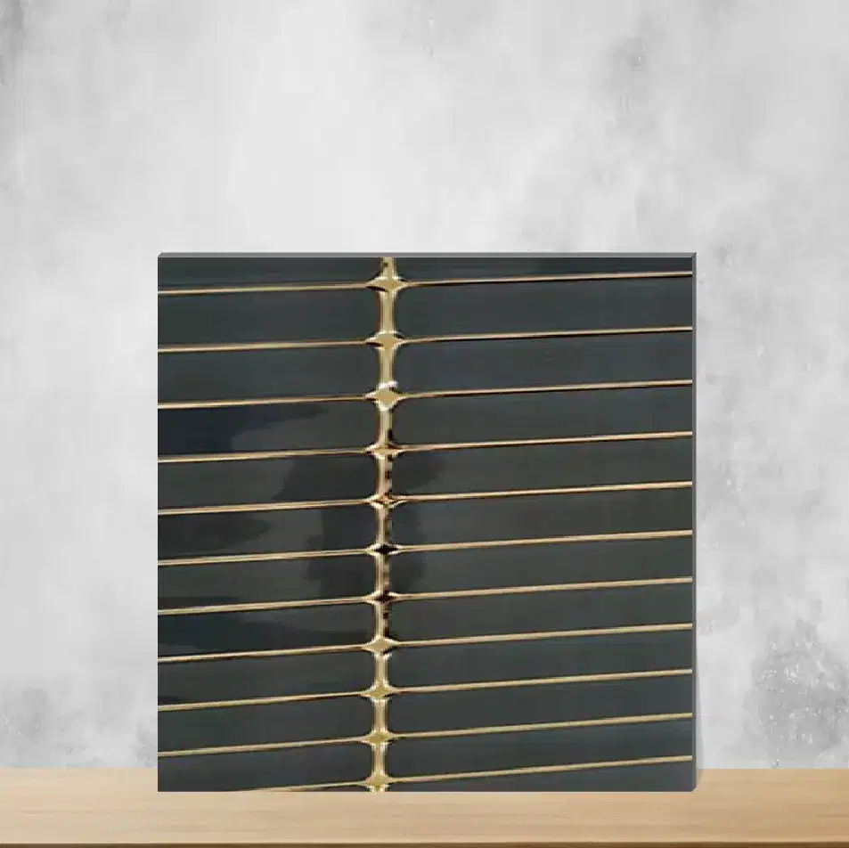 Ceramic Marcel Black Gold Decor Highlighter Tiles Glossy Rectangular Tiles TL-7330 (12x24 inch | 9 mm)-0