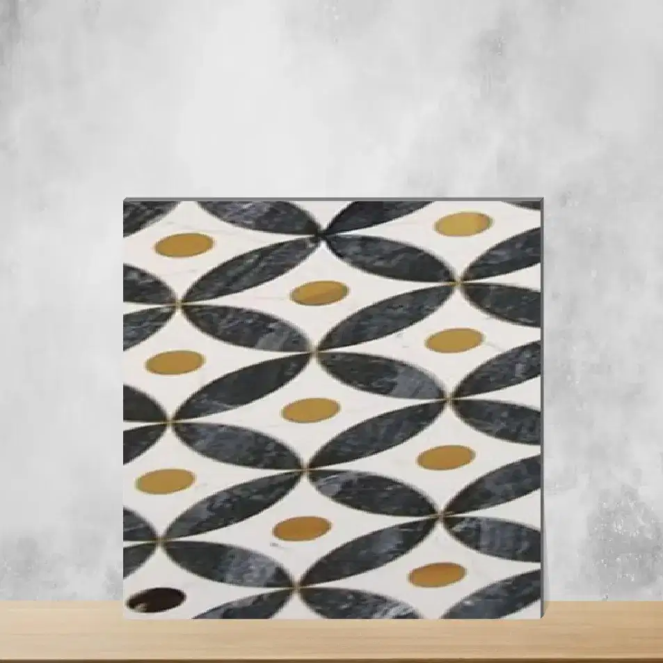 Ceramic Trendy White Gold Decor 10 Highlighter Tiles Glossy Rectangular Tiles TL-7332 (12x24 inch | 9 mm)-0