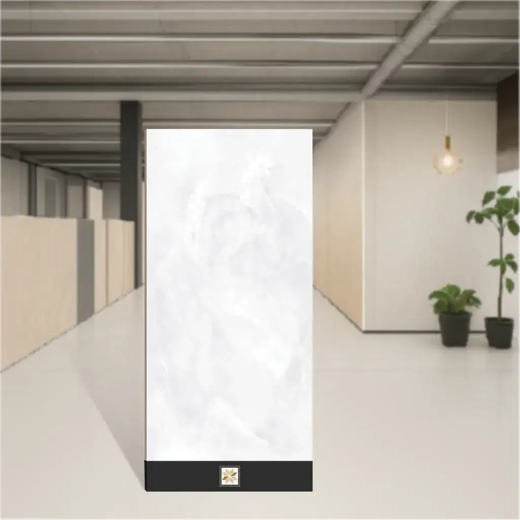 Vitrified White Onyx Marbles & Stones Glossy Rectangular Tiles TL-7767-C (6x4 feet | 9 mm)-0