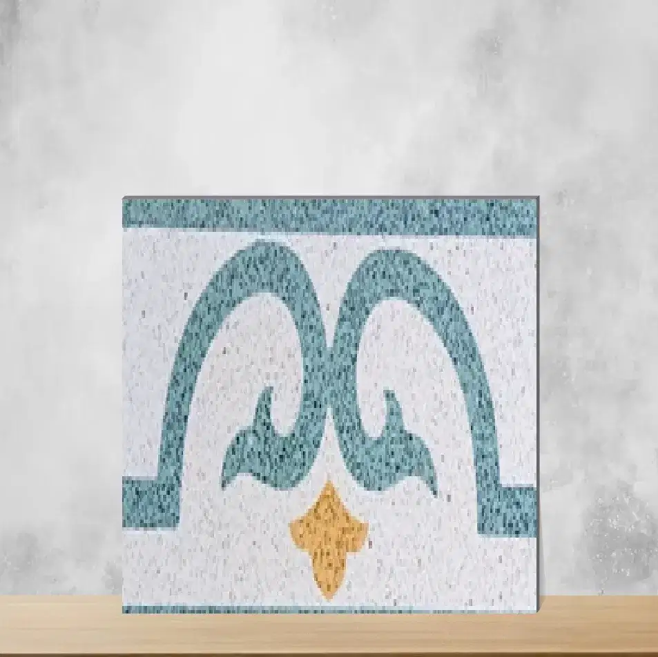 Athangudi Mezra Border Piece Heritage Bloom Legacy Handmade Tiles Matt Rectangular Tiles TL-85-B (10x5 inch | 25 mm)-0