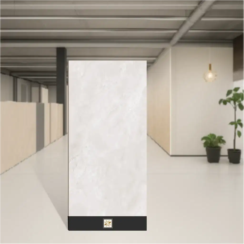 Vitrified Lyris White Marbles & Stones Glossy Rectangular Tiles TL-850 (6x4 feet | 15 mm)-0